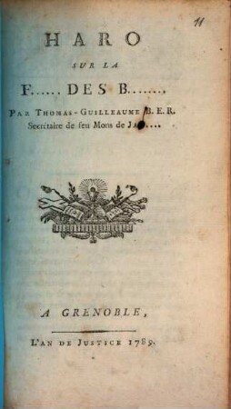 Le grand Probleme résolu le jour des Trépassés 1789 : Deo Gratias ; Discours aux honnêtes gens