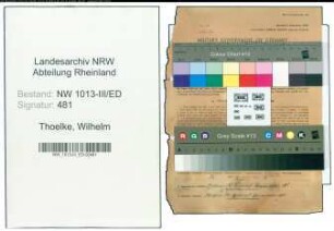 Entnazifizierung Wilhelm Thoelke , geb. 14.08.1889 (Oberstudiendirektor)