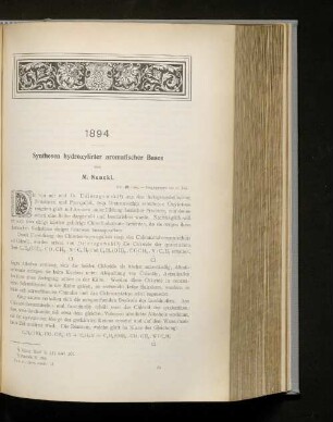 1894. Synthese hydroxylirter aromatischer Basen.