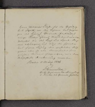 Johann Friedrich von Pommer-Esche. – Berlin, 11.03.1846