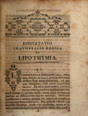 Diss. med. inaug. de lipothymia