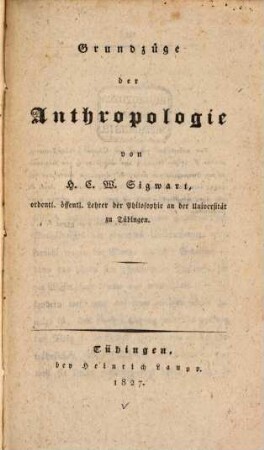 Grundzüge der Anthropologie