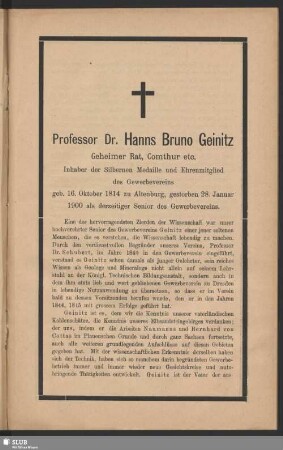 Professor Dr. Hanns Bruno Geinitz