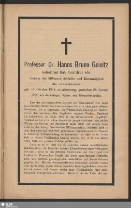 Professor Dr. Hanns Bruno Geinitz