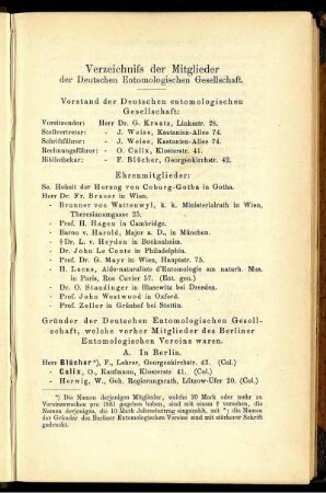 Verzeichniss der Mitglieder der Deutschen Entomologischen Gesellschaft