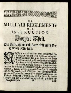 Die denen Soldaten in Ansicht ihrer Diensten verliehene Freyheiten und Privilegien