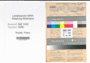 Entnazifizierung Franz Kozak , geb. 01.11.1922 (Kaufm.Angest.)
