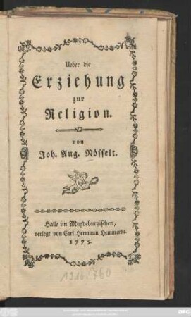 Ueber die Erziehung zur Religion