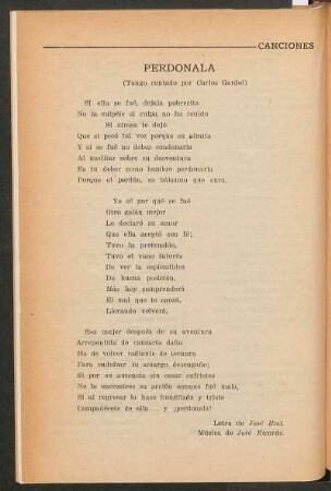 Perdonala : (Tango cantado por Carlos Gardel)