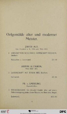 Oelgemälde alter und moderner Meister (Nr. 1-209)