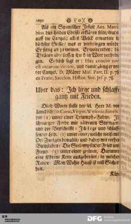 Uber das: Ich liege und schlaffe gantz mit Frieden.
