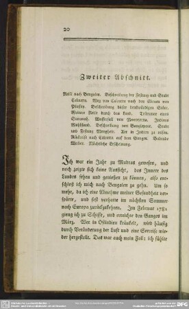 Zweiter Abschnitt. Reise nach Bengalen