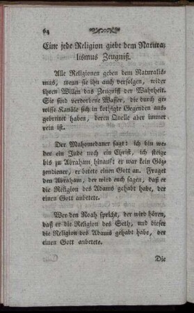 Eine jede Religion giebt dem Naturalismus Zeugniß.