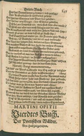 Martini Opitii Vierdtes Buch. Der Poetischen Wälder. Von Hochzeitgedichten.