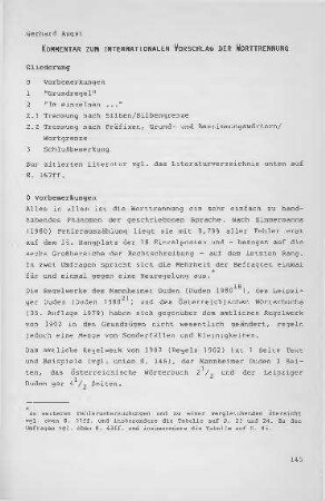 Kommentar zum internationalen Vorschlag der Worttrennung