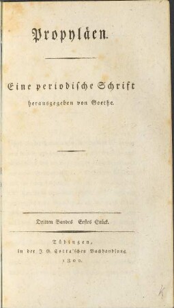 Titelseite (Dritter Band. Erstes Stück)