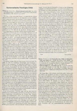 689-690 [Rezension] O'Donovan, Oliver, Resurrection and moral order