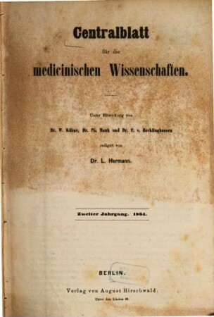 Centralblatt für die medicinischen Wissenschaften. 2. 1864