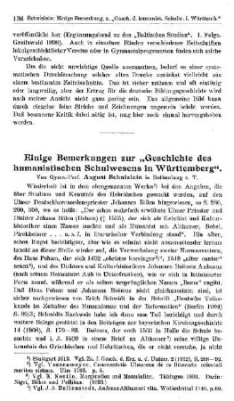 Einige Bemerkungen zur Geschichte des humanistischen Schulwesens in Württemberg