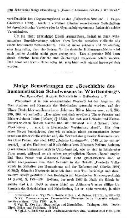 Einige Bemerkungen zur Geschichte des humanistischen Schulwesens in Württemberg