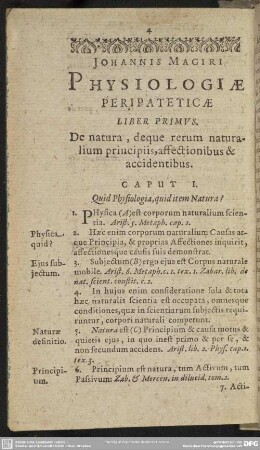 Liber Primus. De natura, deque rerum naturalium principiis, affectionibus & accidentibus