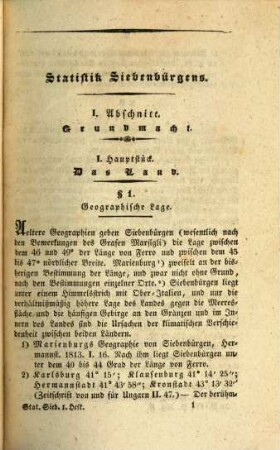 Handbuch der Statistik und Geographie des Großfürstenthums Siebenbürgen. 1, Statistik : Abschnitt 1 Grundrecht