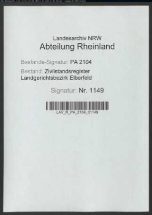 Heiratsregister Dorp