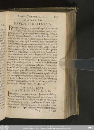Epistola LV. Davidi Floritio S. D.