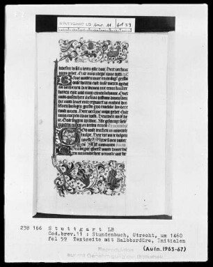 Niederländisches Stundenbuch (Handschrift der Brüder vom gemeinsamen Leben) — Einhorn, Folio 59recto