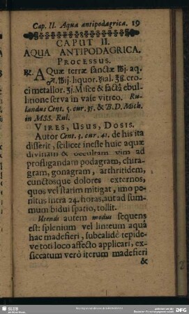 Caput II. Aqua Antipodagrica