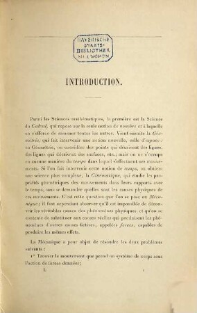 Traité de mécanique rationnelle, 1