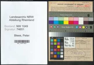 Entnazifizierung Peter Blees , geb. 07.08.1889 (Bauunternehmer)
