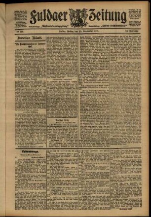 Zweite Ausgabe vom Freitag, den 20. September 1907.