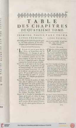 Table des chapitres du quatrième tome