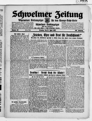 Schwelmer Zeitung : allgemeiner Kreisanzeiger für den Ennepe-Ruhr-Kreis : Schwelmer Stadtanzeiger