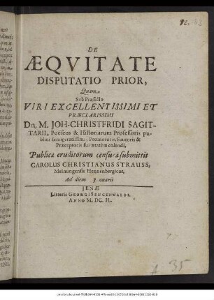 De Aequitate Disputatio Prior