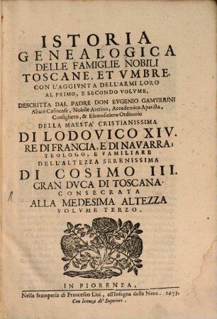 Istoria genealogica delle famiglie nobili Toscane et Umbre. 3