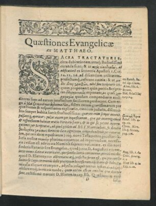 Quaestiones Evangelicae ex Matthaeo.