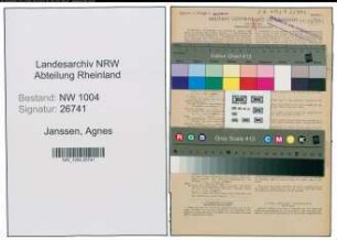 Entnazifizierung Agnes Janssen , geb. 03.01.1869 ()