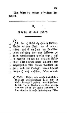 II. Formular des Eides