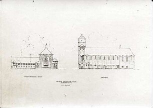 Gsaenger, Gustav; Nürnberg (Bayern); Kath. Kirche St. Martin - Ansichten (Nordansicht; Längenschnitt)