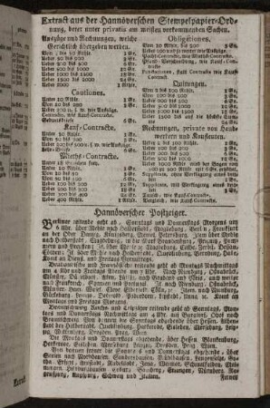 Extract aus der Hannöverschen Stempelpapier-Ordnung, derer unter privatis am meisten vorkommenden Sachen. - Hannöverscher Postzeiger [u.a.]