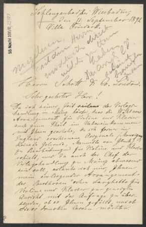 Brief an Schott & Co.  : 11.09.1892
