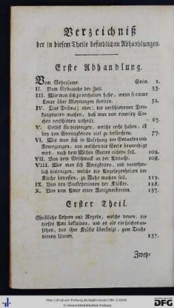 Verzeichniß der in diesem Theile befindlichen Abhandlungen.
