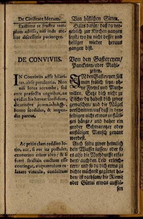 De Conviviis. / Von den Gastereyen/ Pancketen/ oder Mahlzeiten.