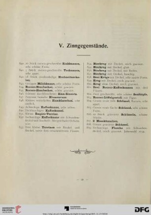 V. Zinngegenstände (Nr. 840-869)