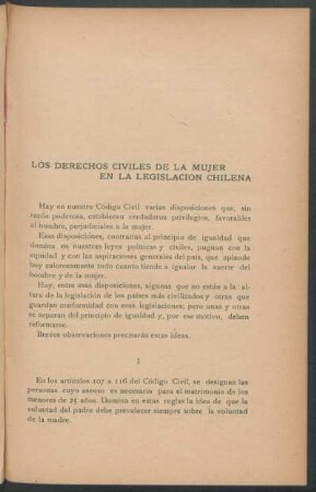 Los derechos civiles de la mujer en la legislacion chilena