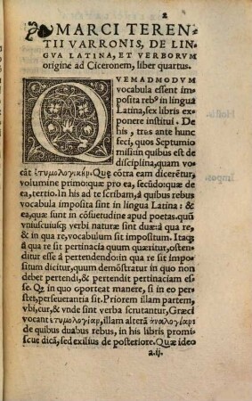 M. T. Varronis quae supersunt : ex libris, quem de lingua latina ac verborum Origine conscripsit, fragmenta
