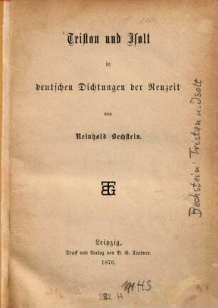 Tristan und Isolt in deutschen Dichtungen der Neuzeit