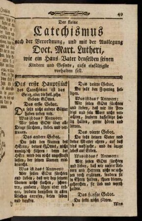 49-64, Der kleine Catechismus nach der Verordnung, und ...